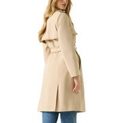 Guess women’s beige long belted blazer with v neck featuring a double-breasted front and belted waist in trench coat style
