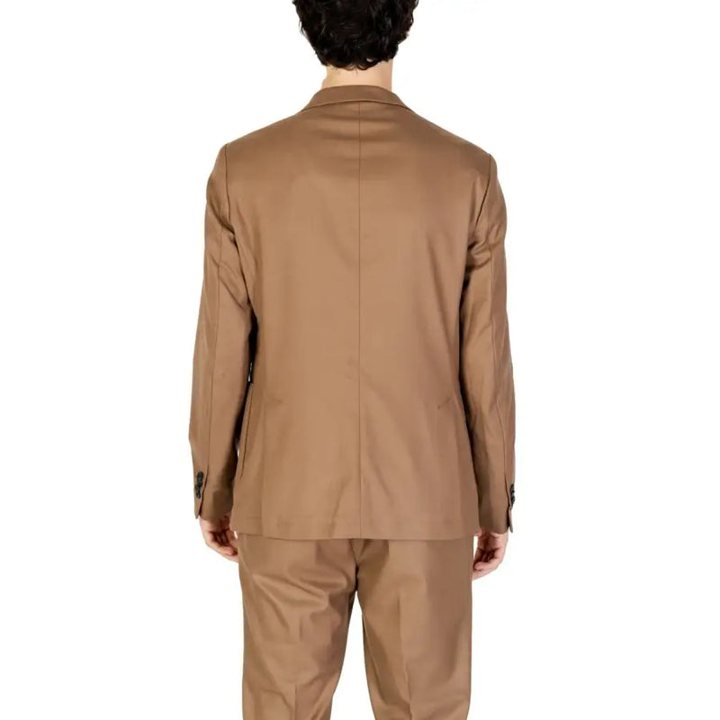 Veste de costume en laine beige avec revers crantés et poignets à deux boutons de hamaki-ho Blazer homme beige en polyester à col revers gai1579h