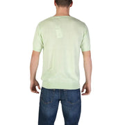 Hamaki-ho men’s green cotton short-sleeved knit t-shirt with ribbed crew neckline and hem