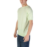 Hamaki-ho men’s light green cotton t-shirt with short sleeves, crew neck, and ribbed cuffs
