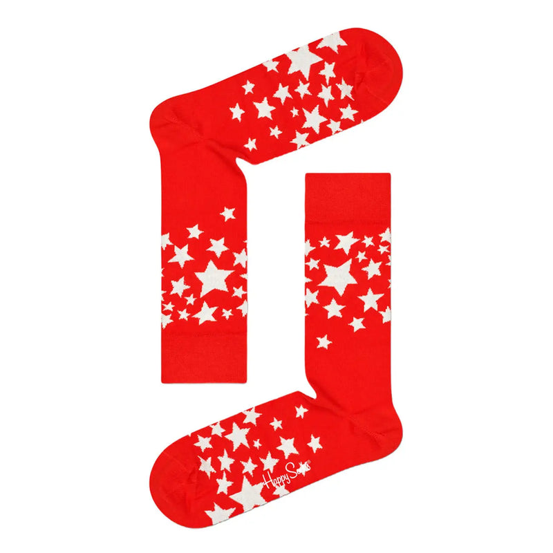 Happy Socks women underwear red cotton blend with playful white star pattern in size S festive design
