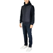Black quilted hooded jacket with full-length zipper and ribbed cuffs from hydra clothing men polyester fall winter wear