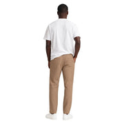 Beige chino trousers with subtle striped cotton texture and classic tailored fit by Hydra Men