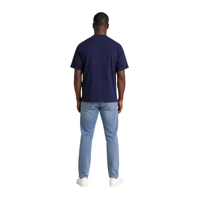 Marineblaues Hydra Herren-T-Shirt aus Baumwolle mit kurzen Ärmeln, Rundhalsausschnitt und lockerer Passform für die Freizeit.