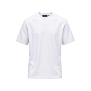 Weißes Hydra Herren-Baumwoll-T-Shirt mit Rundhalsausschnitt, kurzen Ärmeln, minimalistischem Design und dezentem Markenetikett am Halsausschnitt