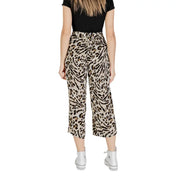 Ichi Women beige and brown leopard print viscose trousers