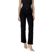 Ichi women black cotton stretch jeans featuring high-rise straight-leg design with classic denim texture and subtle stitching