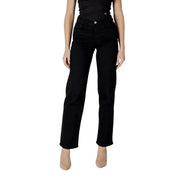 Ichi Women black cotton stretch jeans in high-rise straight-leg style with classic denim fabric and subtle stitching details