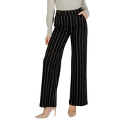Ichi Women black striped wide-leg trousers from fall winter collection