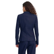 Navy blue Ichi women cotton blend button blazer with tailored fit and subtle seam detailing for formal wear