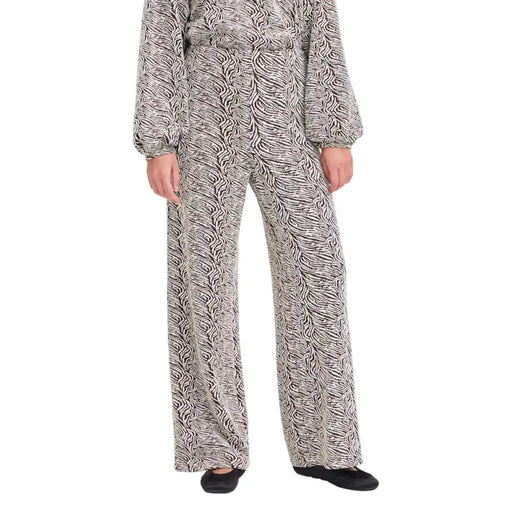 Ichi women brown print wide-leg trousers with black and white zebra print and flowing relaxed fit fall winter collection