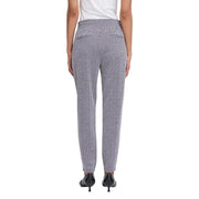 Gray herringbone-patterned ichi women tapered trousers with elastic waistband made of polyester viscose for fall winter