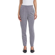 Gray herringbone-patterned ichi women trousers with high waist slim fit made of polyester viscose for fall winter