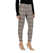 Ichi Women’s beige checked high-waist ankle-length trousers
