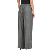 Ichi women’s grey wide-leg trousers with subtle striped texture elastic waistband and pockets fall winter collection