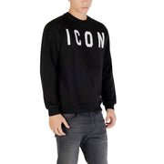 Men’s black crewneck sweatshirt with ICON text from Icon Black Mens Fall Winter Sweatshirt collection