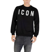 Men’s black crewneck sweatshirt with white ICON text from Icon Black Mens Fall Winter collection