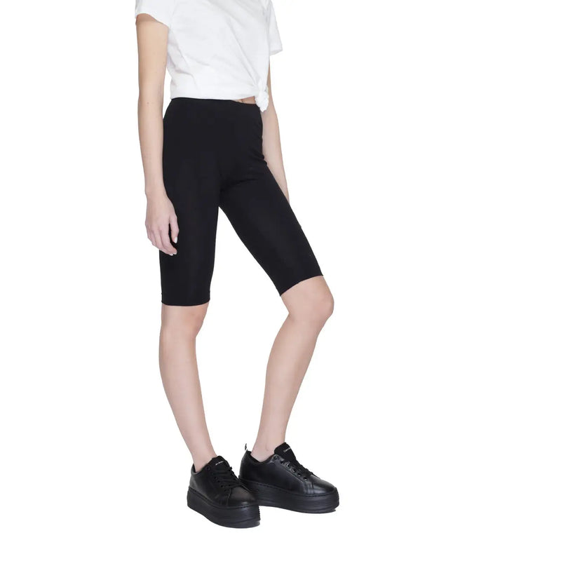 Icon men black cotton slip-on shorts made of stretchy fabric in form-fitting biker style shown from the back side