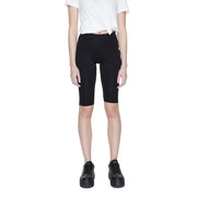 Icon men black cotton slip-on shorts featuring high-waisted black biker shorts with smooth, form-fitting fabric and subtle side seams