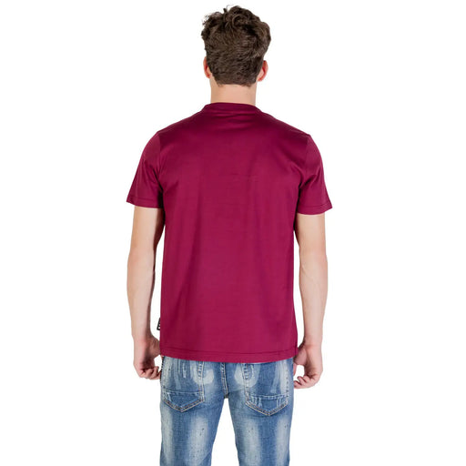 Un t-shirt bordeaux en coton à manches courtes et col rond de Icon vêtements décontractés pour hommes