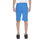 Icon men light blue cotton shorts featuring a bright blue soft texture with a relaxed fit and elastic waistband
