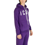 Icon Sweat à capuche pour homme en molleton de coton violet avec cordons de serrage blancs et inscription audacieuse icon logo sur la poitrine