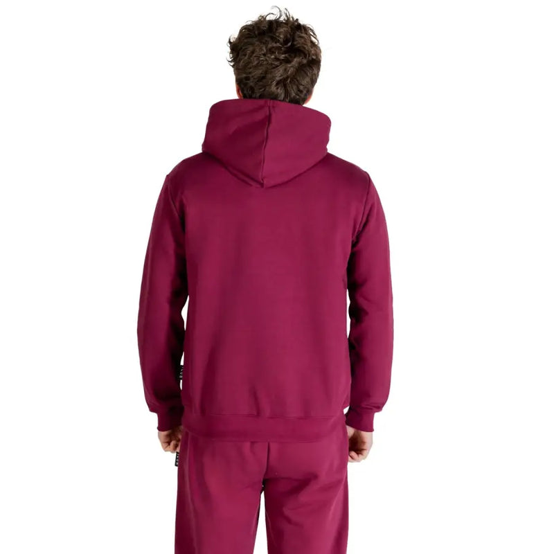 Icon men sweatshirt maroon hooded with soft fleece texture and ribbed cuffs and hem for comfortable wear