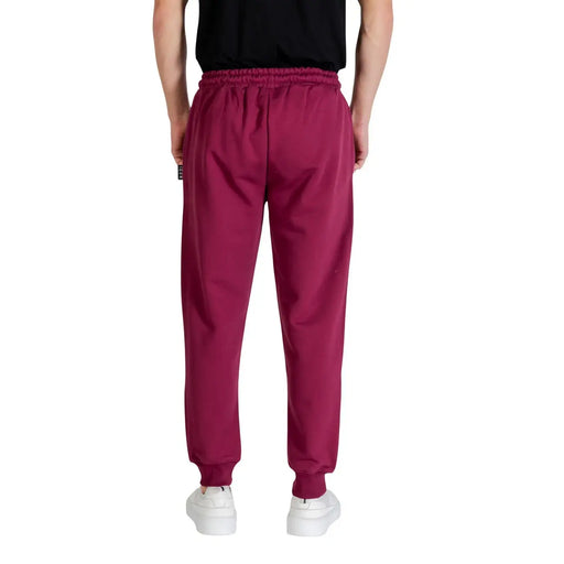 Icon men trousers maroon jogger pants with elastic waistband and ribbed cuffs for comfortable casual wear