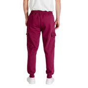 Icon men trousers maroon cargo pants with elastic waistband and side pockets for comfortable casual wear