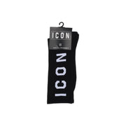 Black crew socks with white ICON branding for men in spring summer underwear collection