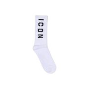 White athletic sock with ICON printed vertically in black for men’s slip-on underwear