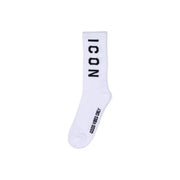 White crew sock with ICON in black vertical lettering for Icon Men Slip-On Underwear