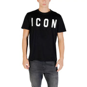 Men’s black short-sleeve T-shirt with ICON printed in white, suitable for casual wear