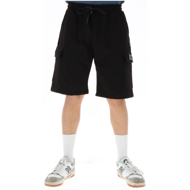 Icon Schwarze Cargoshorts für Herren mit Kordelzug im Bund und Seitentaschen, Vorderansicht