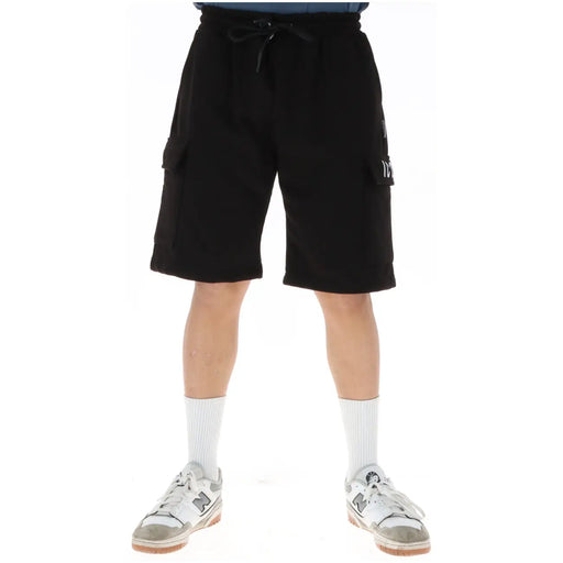 Icon Schwarze Cargoshorts für Herren mit Kordelzug im Bund und Seitentaschen, Vorderansicht