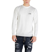 Icon Viskosepullover für Damen in Weiß mit Schwarz icon Logo auf der linken Brustseite, Vorderansicht