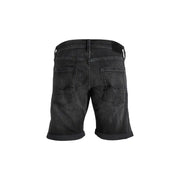 Jack & Jones black cotton blend men shorts with faded wash and rolled cuffs in denim style