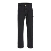 Black work pants with multiple pockets and a belt loop, likely made of durable cotton or denim material.