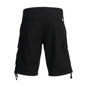 Jack & Jones Schwarze Herren-Shorts aus Baumwolle mit mehreren Cargotaschen und verstellbarem Kordelzug am Saum
