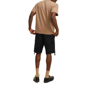 Jack & jones black cotton men shorts with multiple pockets featuring side pockets and drawstrings at the hem