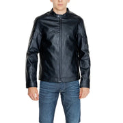 Men’s black faux leather motorcycle jacket from Jack & Jones for fall winter collection