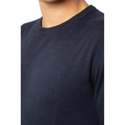 Navy blue cotton knit Jack & Jones crew neck sweater featuring a round neck design for casual wear