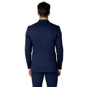 Navy blue jack and jones tailored suit jacket with subtle texture and matching trousers for spring summer men