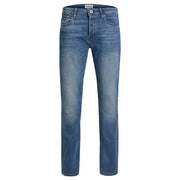 Jack & Jones Blaue Herrenjeans aus Denim mit verwaschenem Look und klassischem Five-Pocket-Design im Used-Look.