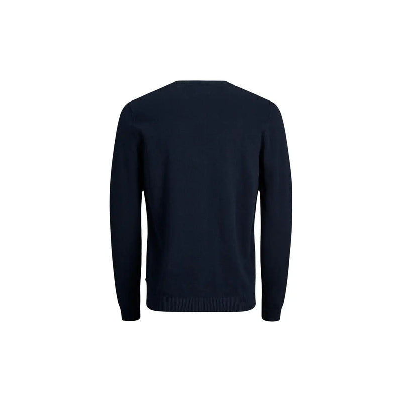 Jack & jones navy blue crewneck knitwear for men made from soft knit fabric suitable for casual wear