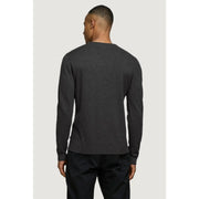 Jack & Jones Baumwollpullover für Herren in Dunkelgrau mit strukturiertem Strickmuster und gerippten Bündchen, Vorderansicht
