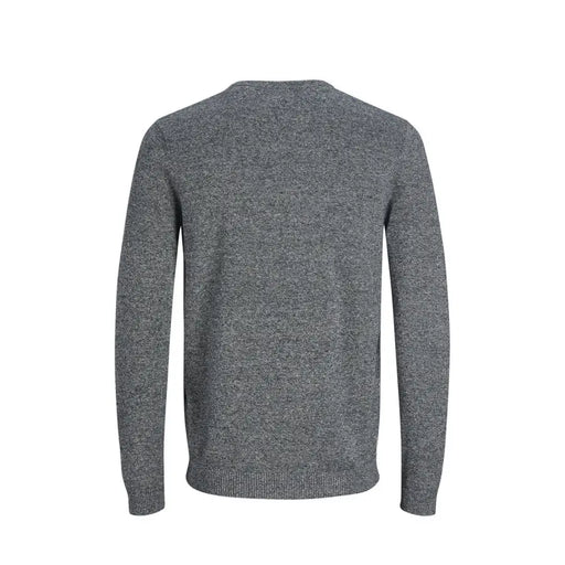 A heather gray jack and jones men knitwear sweater with long sleeves crewneck soft knit and ribbed cuffs
