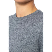 Grauer, melierter Rundhalspullover mit weichem, strukturiertem Strickmuster von Jack & Jones, Herrenstrickwaren, blaues Langarmshirt, 100 % Baumwolle