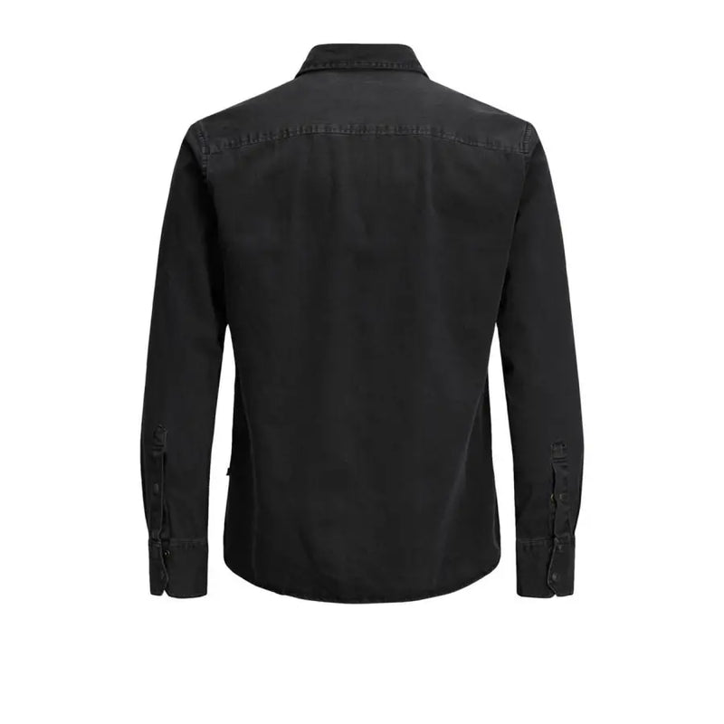 Schwarzes, langärmeliges Jeanshemd mit geknöpften Manschetten und Kragen von Jack Jones für Herren