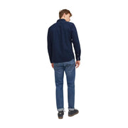 Chemise bleu marine à manches longues en coton pour homme de la marque Jack Jones, idéale pour les tenues décontractées et habillées.